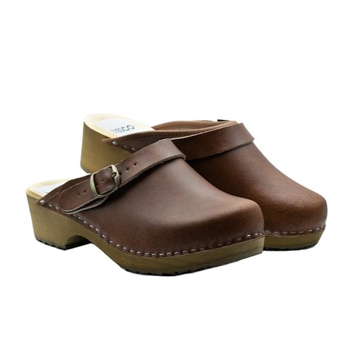 Swedish wooden clogs - low, heel